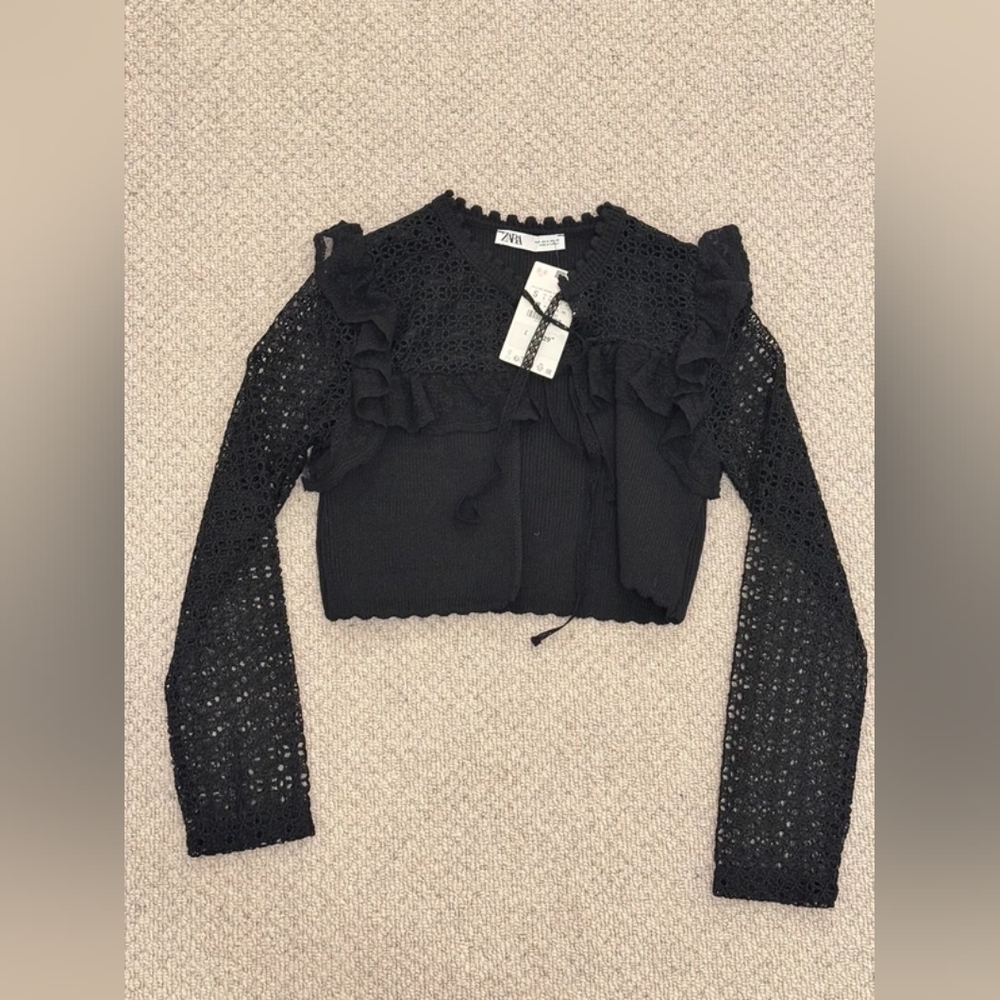 Zara Black Lace Long Sleeve Top